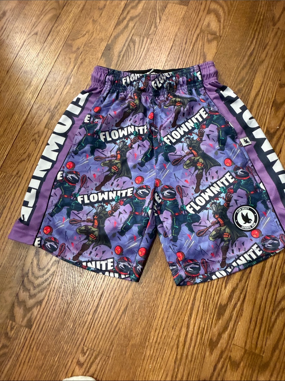 Flow Society Flownite  Purple Graphic Kids' Athletic Shorts - Size Medium
